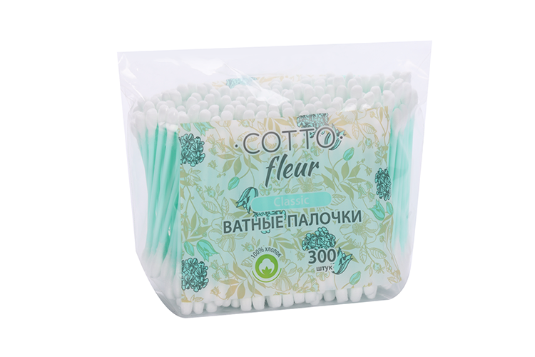 Ватные палочки Cotto Fleur classic, 300 шт, пакет
