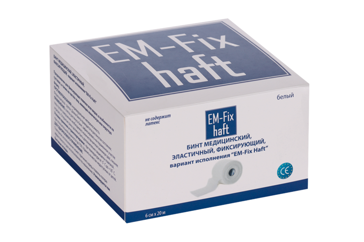 Бинт EM-Fix Haft медицин эластич фиксир белый 6 см х 20 м