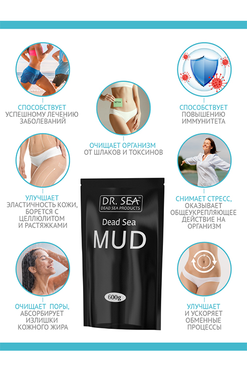Грязь Мертвого моря Dr. Sea минеральная черная, 600 г