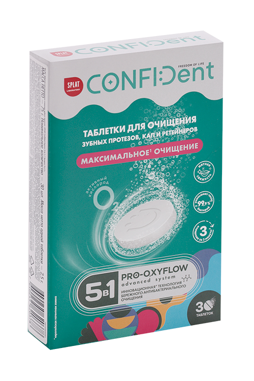 Таблетки SPLAT Confident Express 5в1 д/очищ зубных протезов, 30 шт