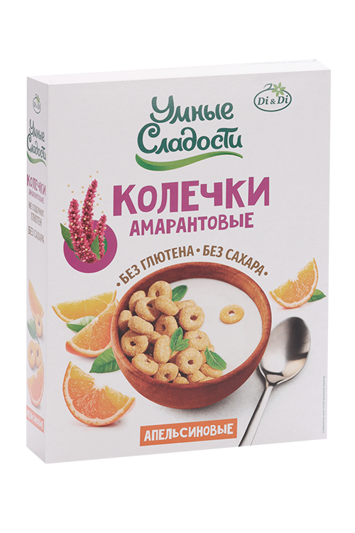 Колечки Умные сладости Апельсиновые амарантовые б/сахара б/глютена, 150 г