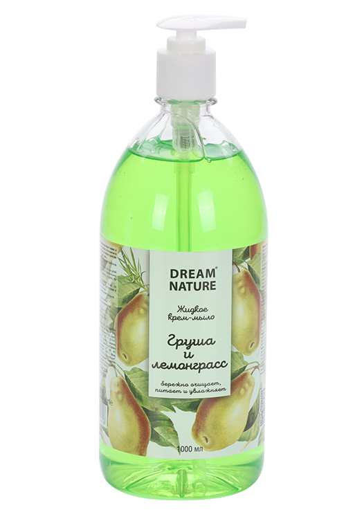 Крем-мыло Dream Nature Груша/лемонграсс бережное очищение/смягчение кожи, 1 л