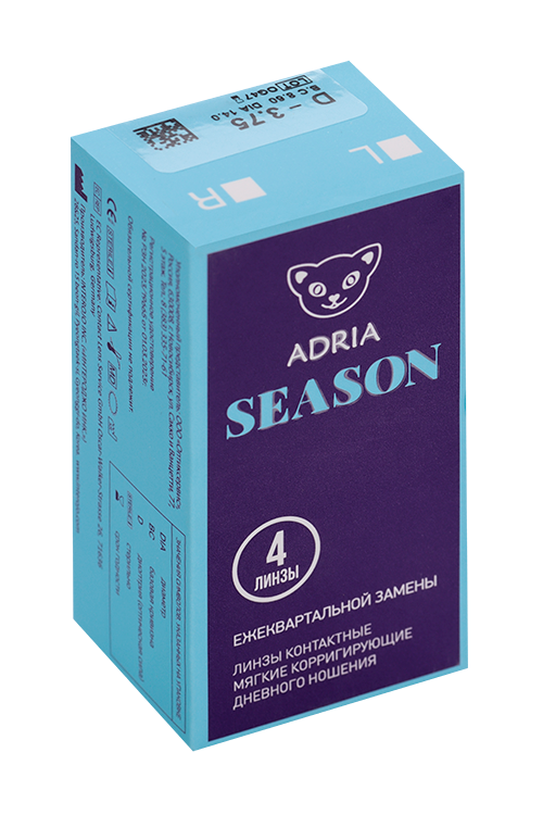 Контактные линзы Adria Season мягкие корригирующие дневного ношения -3.75/14.0/8.6, 4 шт
