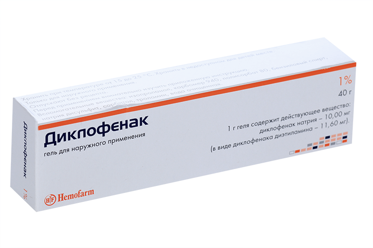 Диклофенак 1%, 40 г, гель для наружного применения Хемофарм