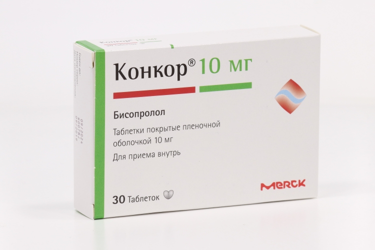Конкор 10 мг, 30 шт, таблетки покрытые пленочной оболочкой
