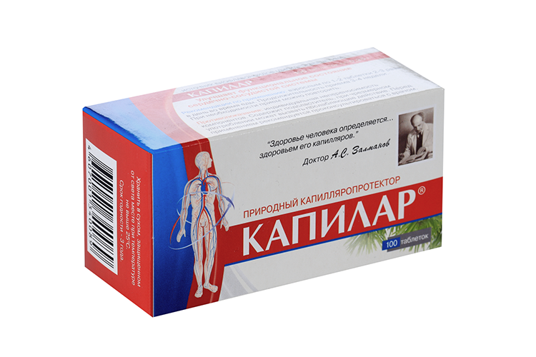 Капилар 120/80, 0,25 г, 100 шт, таблетки